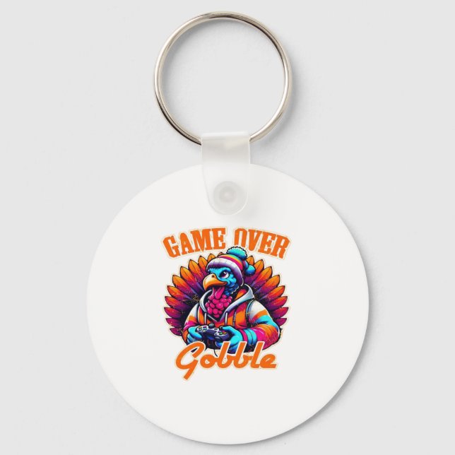 Stylised Hoodie Turkey Gamer with Distressed Orang Key Ring (Front)