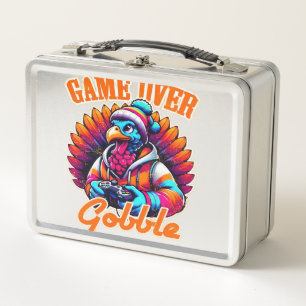 Stylised Hoodie Turkey Gamer with Distressed Orang Metal Lunch Box
