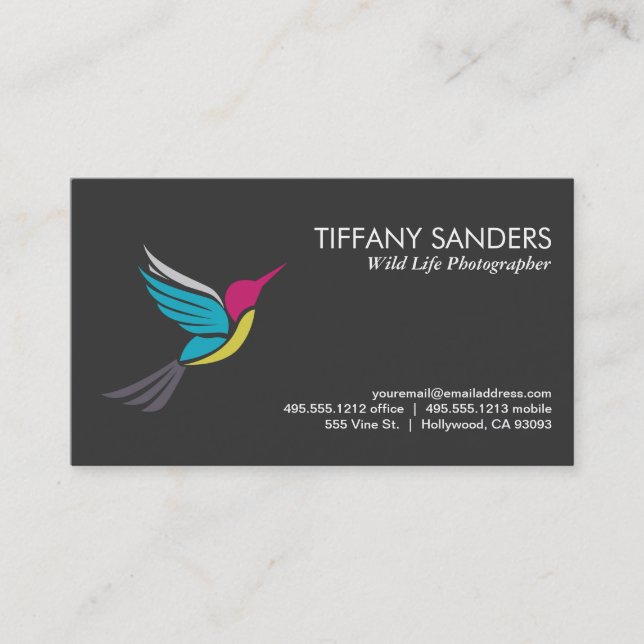 Stylised Humming Bird Logo Business Card (Front)