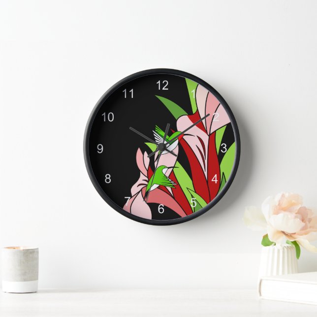 Stylised Hummingbird and Flower Clock (Home)