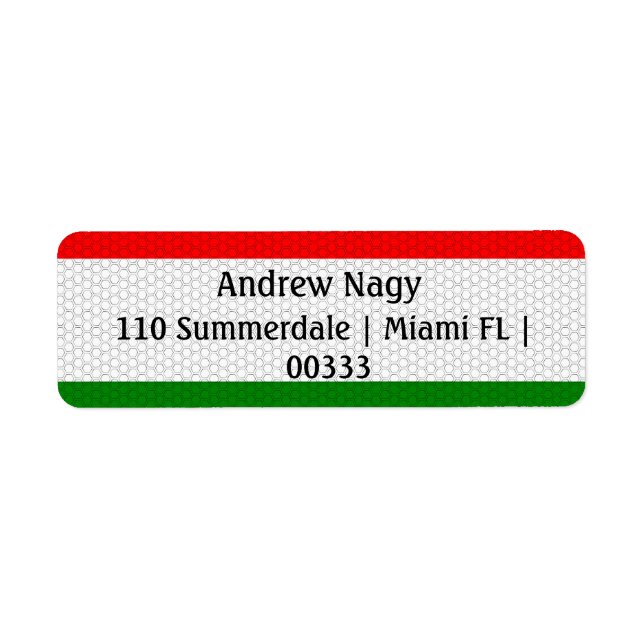 Stylised Hungary Flag Return Address Label (Front)