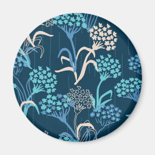 Stylised Hydrangea Floral Pattern - Elegant Blue Magnet