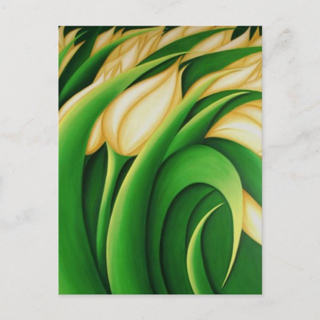 Stylised Illuminating Yellow Tulips Postcard (Front)
