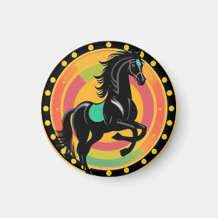 Stylised Illustration of a Black Horse Magnet
