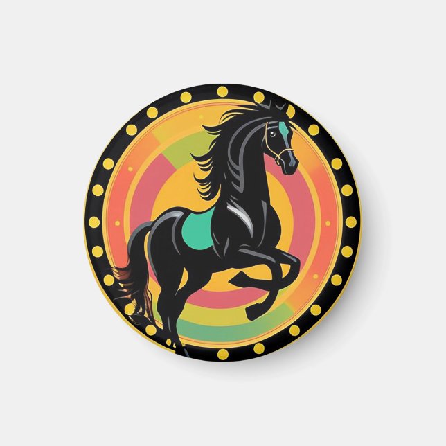 Stylised Illustration of a Black Horse Magnet (Front)