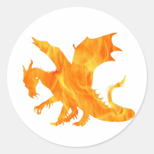 Stylised image of Dragon in flame Classic Round Sticker