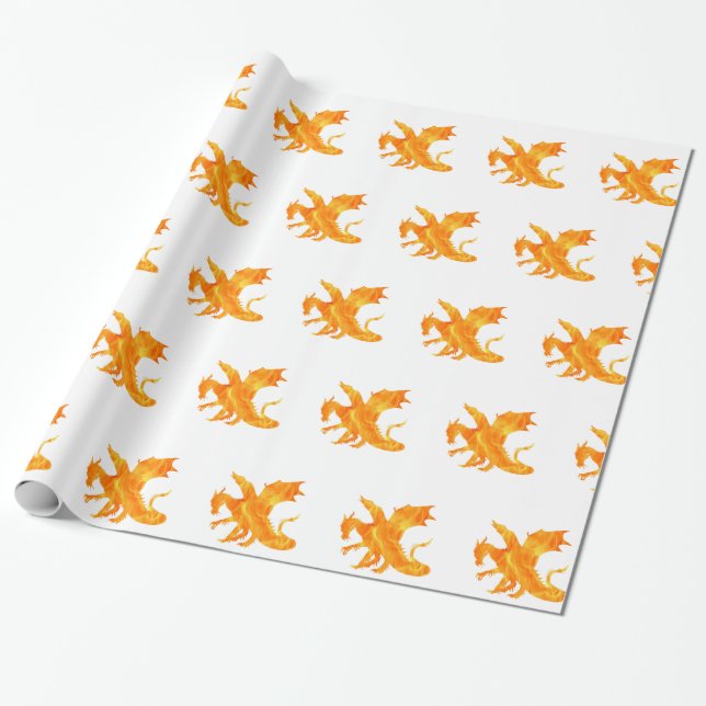 Stylised image of Dragon in flame Wrapping Paper (Unrolled)