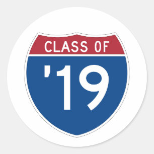 Stylised Interstate sign  Class of 2019 Classic Round Sticker