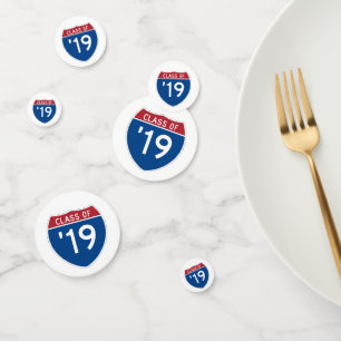 Stylised Interstate sign Class of 2019 Confetti