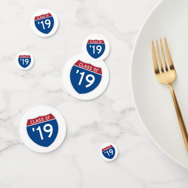 Stylised Interstate sign  Class of 2019 Confetti (Group)
