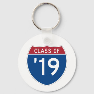 Stylised Interstate sign Class of 2019 Key Ring