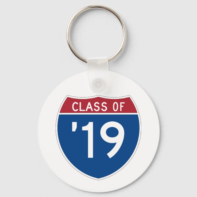 Stylised Interstate sign  Class of 2019 Key Ring (Front)