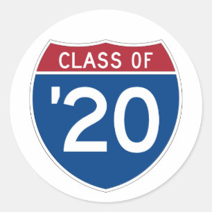 Stylised Interstate sign Class of 2020 Classic Round Sticker