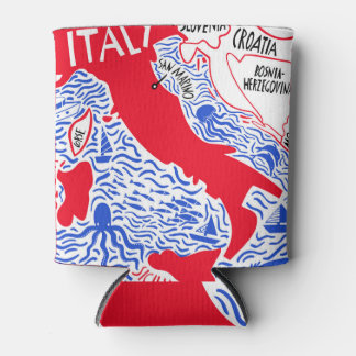 Stylised Italy Map: Vintage Travel. Can Cooler