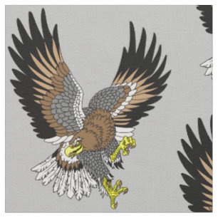 stylised Japanese eagle in the flight Fabric