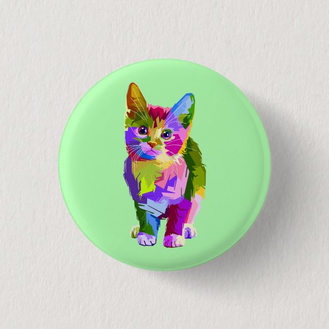 Stylised Kitten Prismatic Design-32345 3 Cm Round Badge (Front)