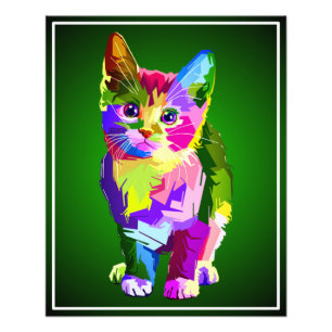 Stylised Kitten Prismatic Design-32345 Photo Print