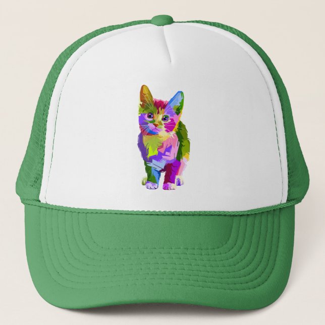 Stylised Kitten Prismatic Design-32345 Trucker Hat (Front)