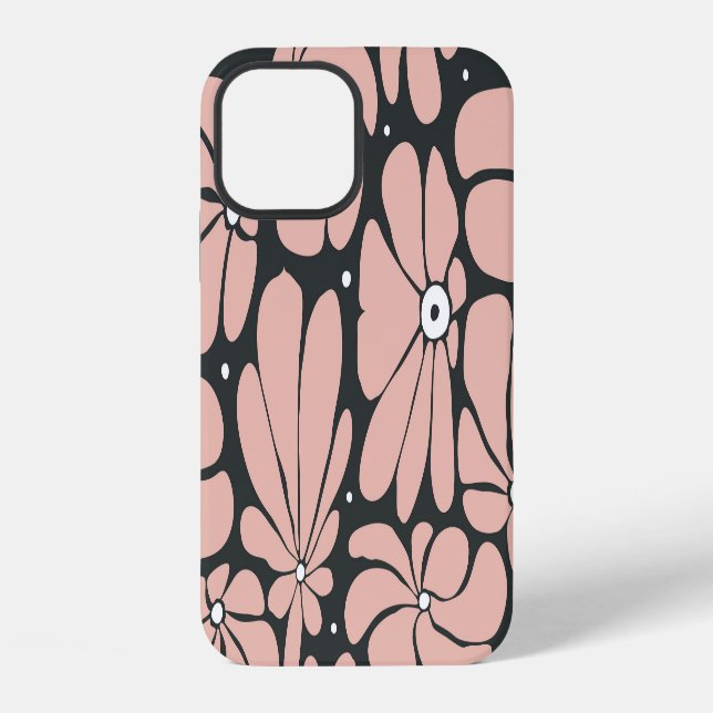 Stylised large blossoms, seamless floral pattern. iPhone case (Back)