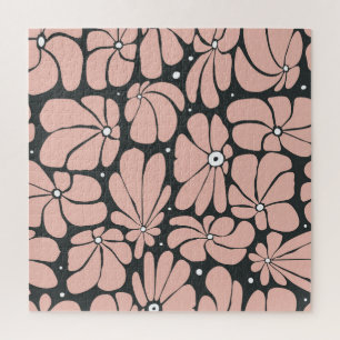 Stylised large blossoms, seamless floral pattern. jigsaw puzzle