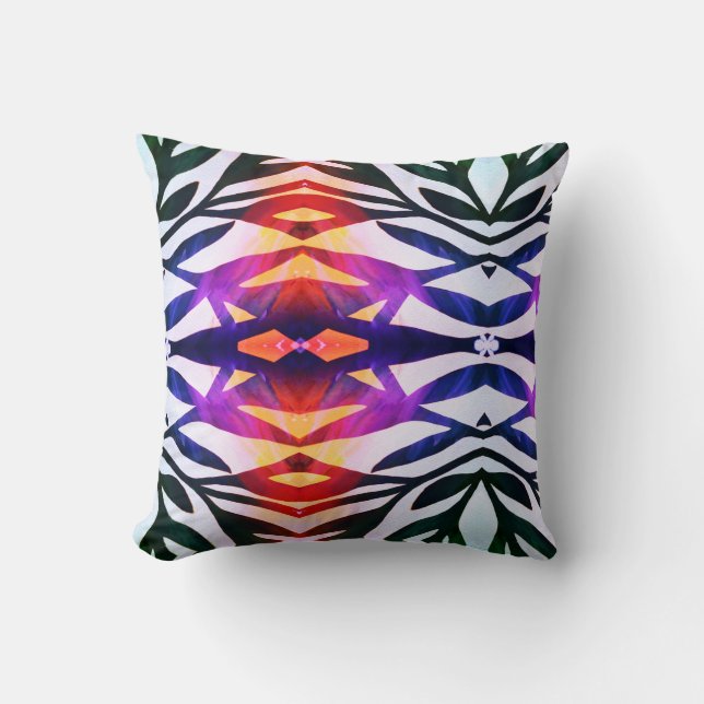 Stylised Leaf Kaleidoscope Effect Pattern Cushion (Front)