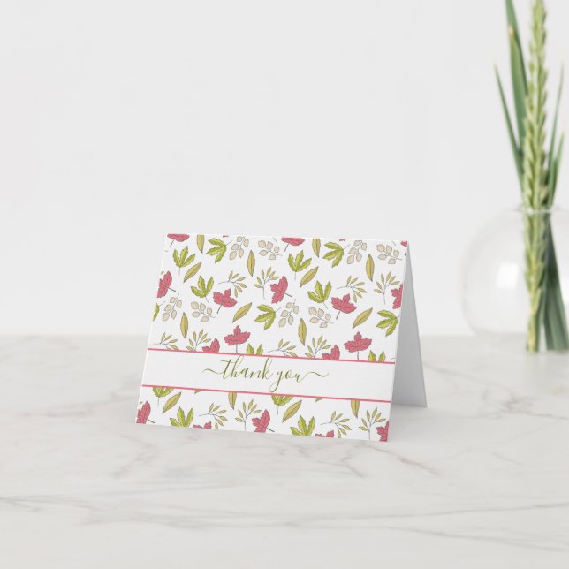 Stylised Leaf Pattern, Thank You Card (Front)
