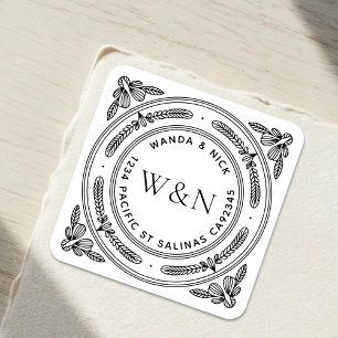 Stylised Leaf Return Address Labels - Custom