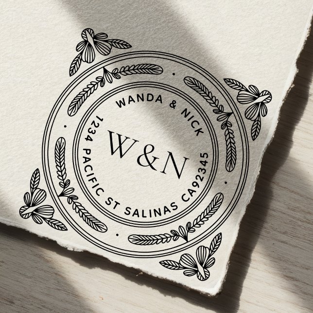 Stylised Leaf Wooden Return Address Stamp (Creator Uploaded)