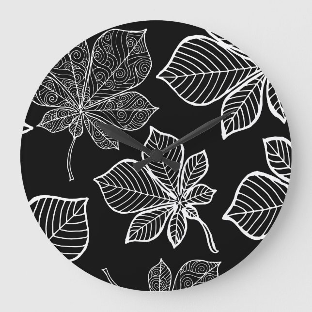 Stylised leaves 3 large clock (Front)