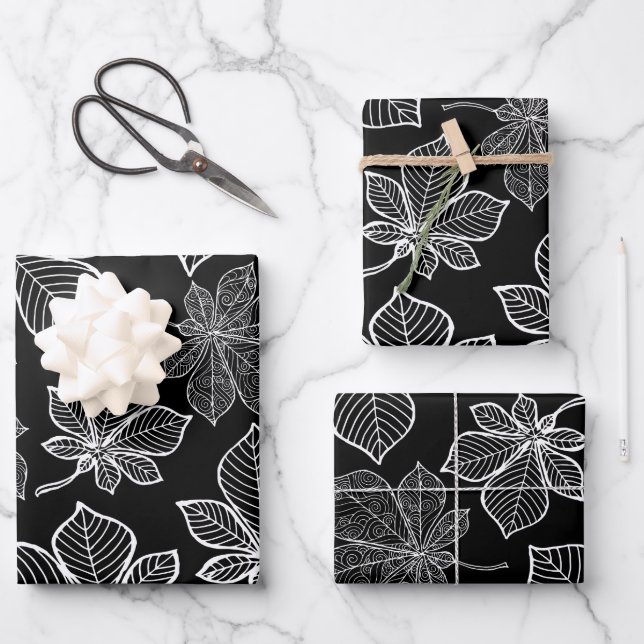 Stylised leaves 3 wrapping paper sheet (Front)