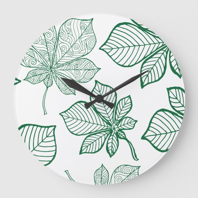 Stylised leaves 5 large clock (Front)