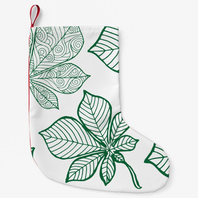 Stylised leaves 5 small christmas stocking (Front)