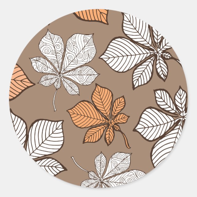 Stylised leaves 7 classic round sticker (Front)