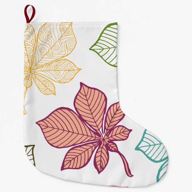 Stylised leaves 8 large christmas stocking (Front)