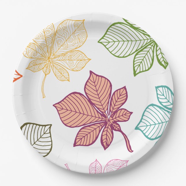 Stylised leaves 8 paper plate (Front)