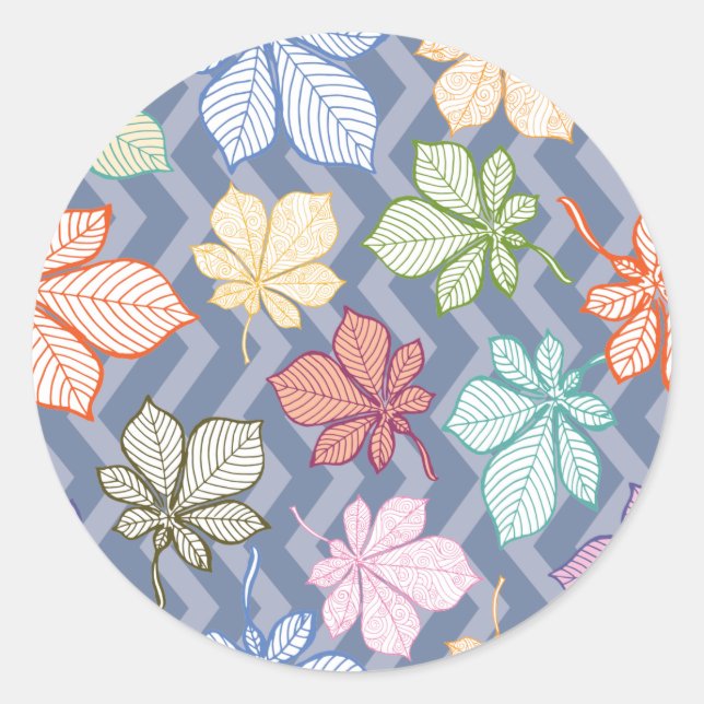 Stylised Leaves Classic Round Sticker (Front)