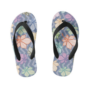 Stylised Leaves Kid's Thongs