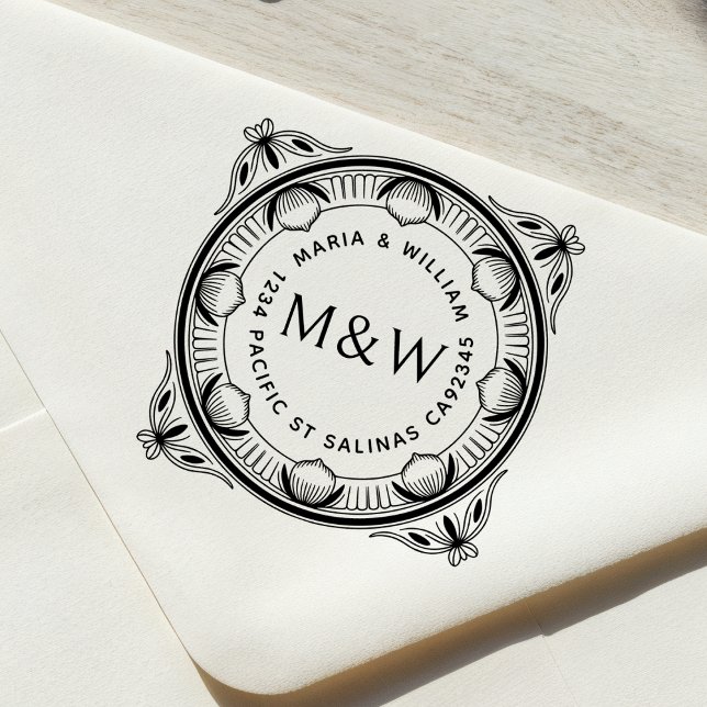 Stylised Lemons & Bows Wooden Return Address Stamp (Creator Uploaded)