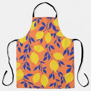 Stylised Lemons Vintage Tropical Pattern Apron