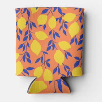 Stylised Lemons Vintage Tropical Pattern Can Cooler