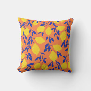 Stylised Lemons Vintage Tropical Pattern Cushion