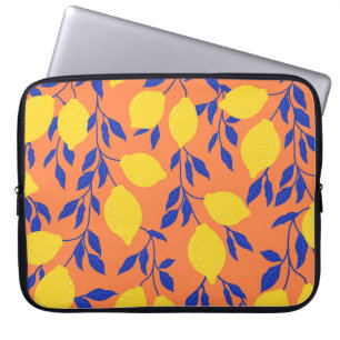 Stylised Lemons Vintage Tropical Pattern Laptop Sleeve