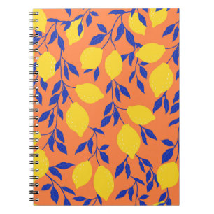 Stylised Lemons Vintage Tropical Pattern Notebook