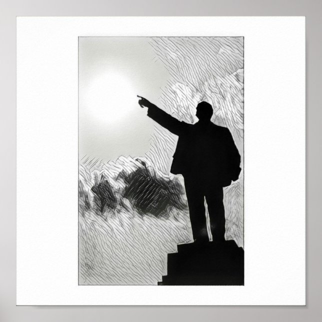 Stylised Lenin Pointing the Way Poster (Front)