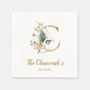 Stylised Letter C Floral Wedding Napkins