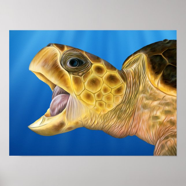 Stylised Loggerhead Open Mouth Poster (Front)