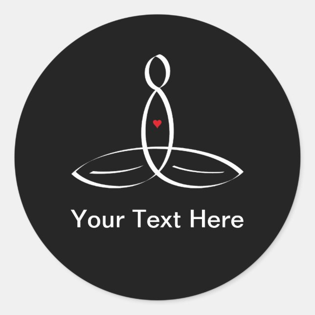 Stylised meditation with customisable text classic round sticker (Front)