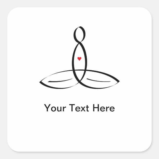 Stylised  meditator  with customisable text square sticker (Front)