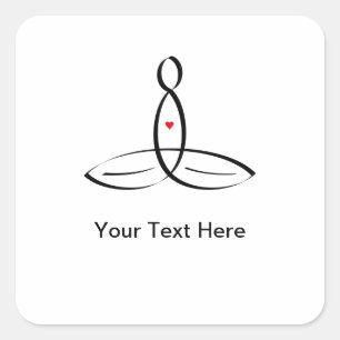 Stylised meditator with customisable text square sticker