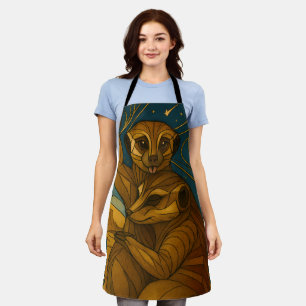 Stylised Meerkat Pair Under Starry Sky Apron